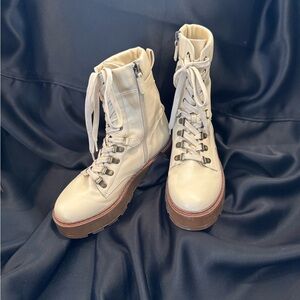 Circus by Sam Edelman Cream Lace-Up Ankle Boots